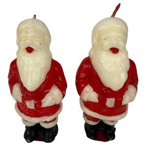 2 Vintage Santa Claus Wax Candle Figures By Tavern 4.5” Tall Christmas Novelty